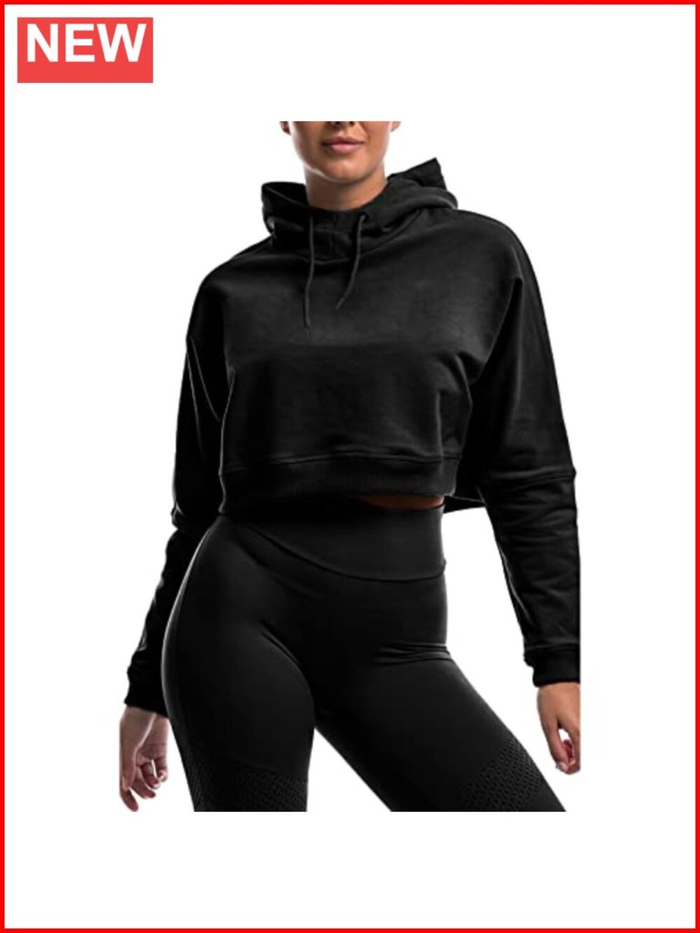 Cropped Hoodie Long Sleeve Drawstring Pullover Sweatshirt
